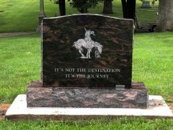 customized upright memorial with engraved horse