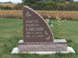 Customized memorial with engraved butterflies