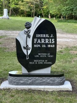 Customized upright memorial with rose
