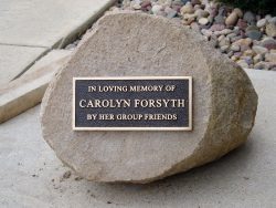 rock with customized plaque
