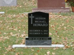 Customized upright memorial with engraved cross