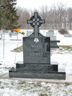 Customized upright memorial with photo and cross