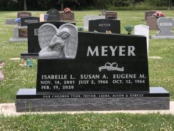 Customized upright memorial with sitting angel