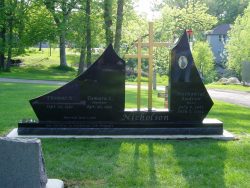 Customized upright memorial with photo and crosses