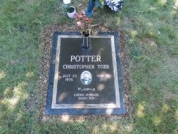 customized lawn-level memorial with photo