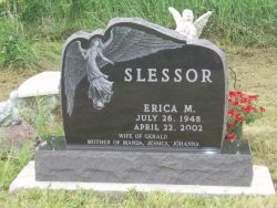 Customized upright memorial with engraved angel