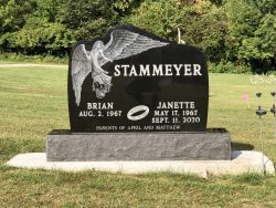Customized upright memorial with engraved angel