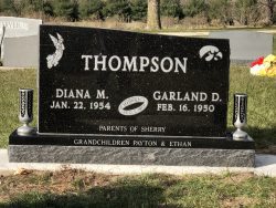 Customized upright black memorial for married couple