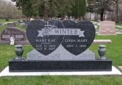 Customized upright hearts memorial for couple
